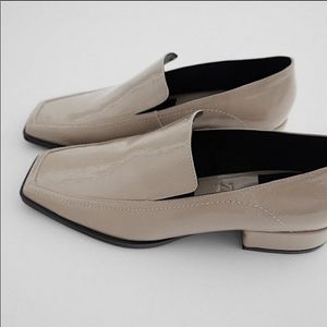 Zara Low-Heeled Square Toe Patent Leather Shoe SZ9